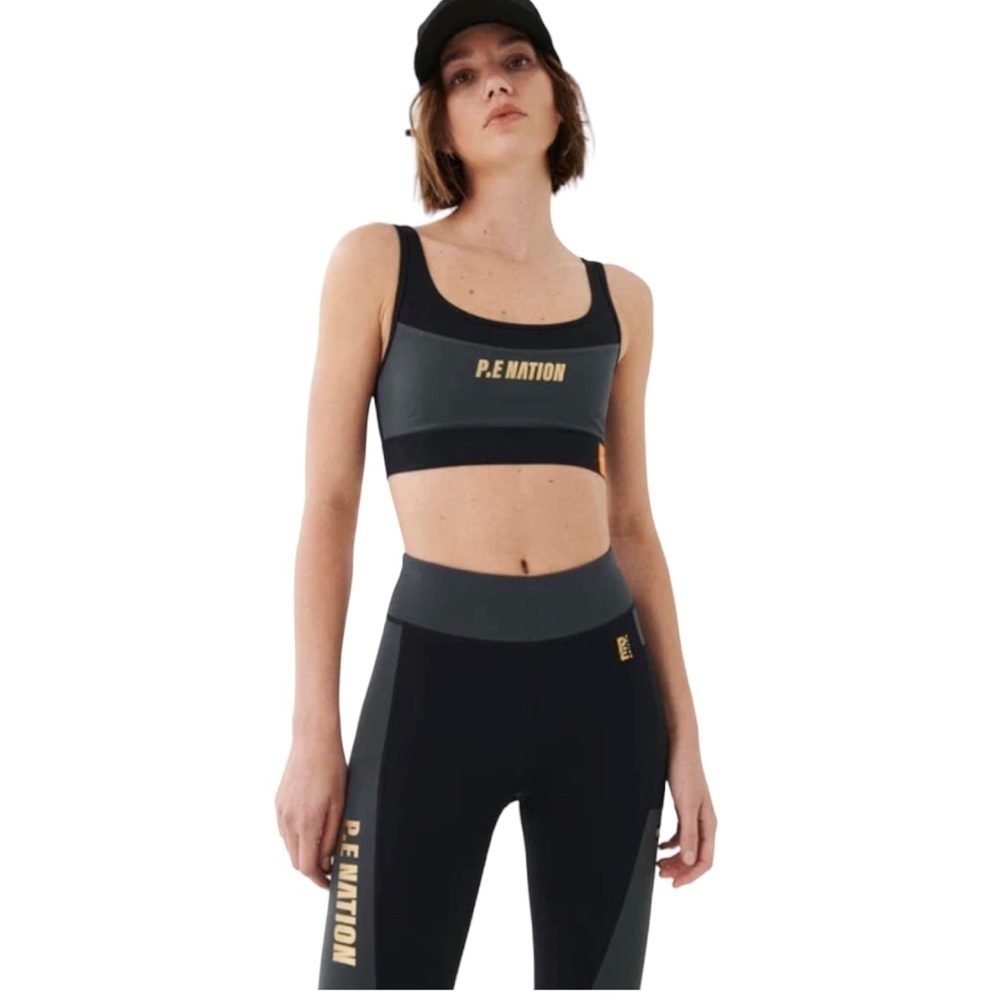 PE Nation Grey Mesh Logo Sports Bra Size Small